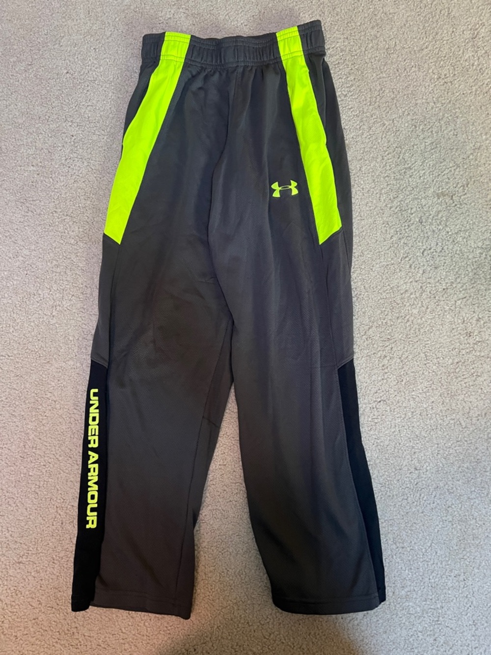 Under Armour Grey Athletic Pants with Neon Yellow Trim